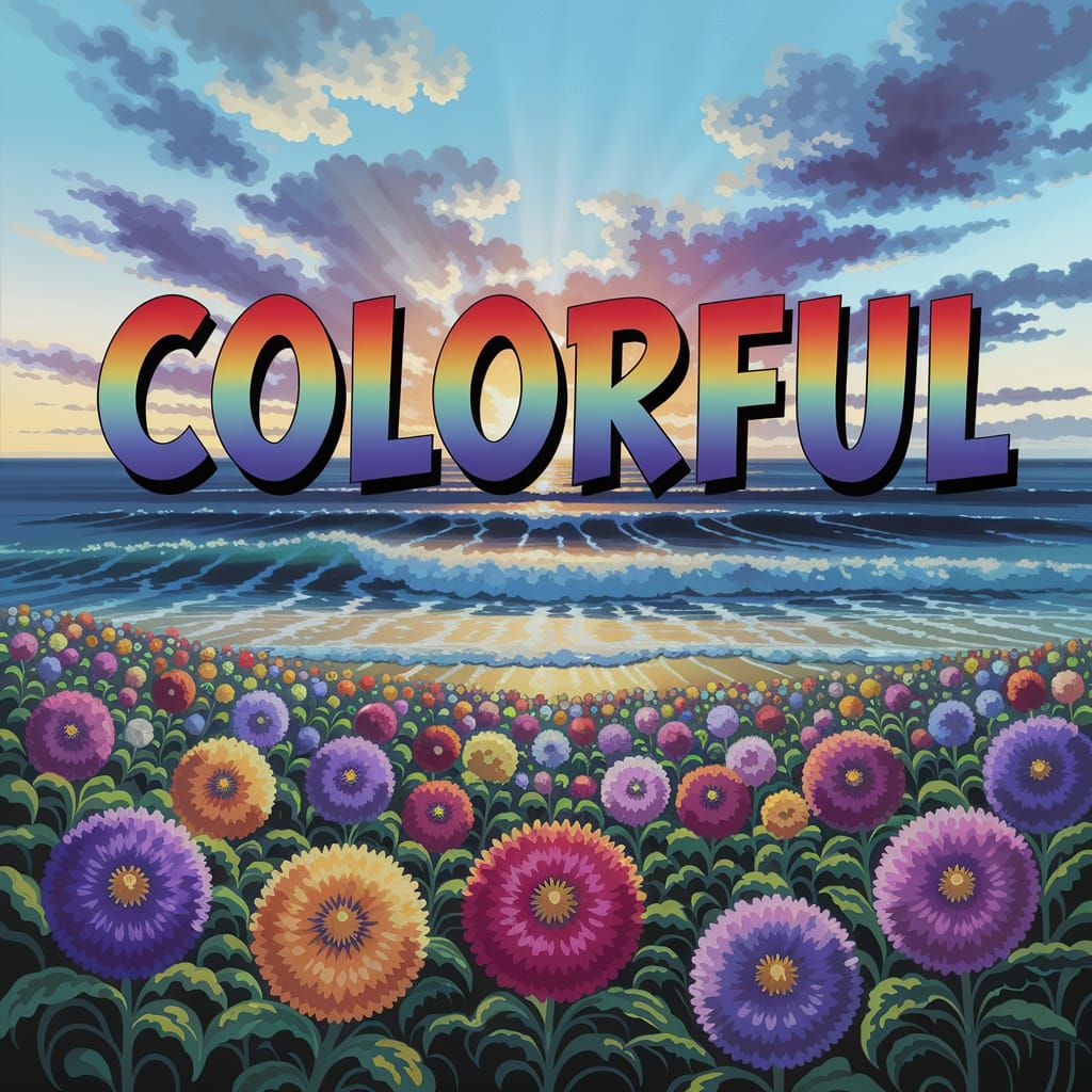 Vibrant Sunrise with Expressionist Flowers