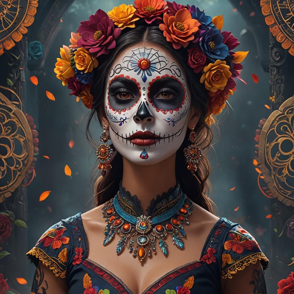 Woman with Día de los Muertos Face Paint