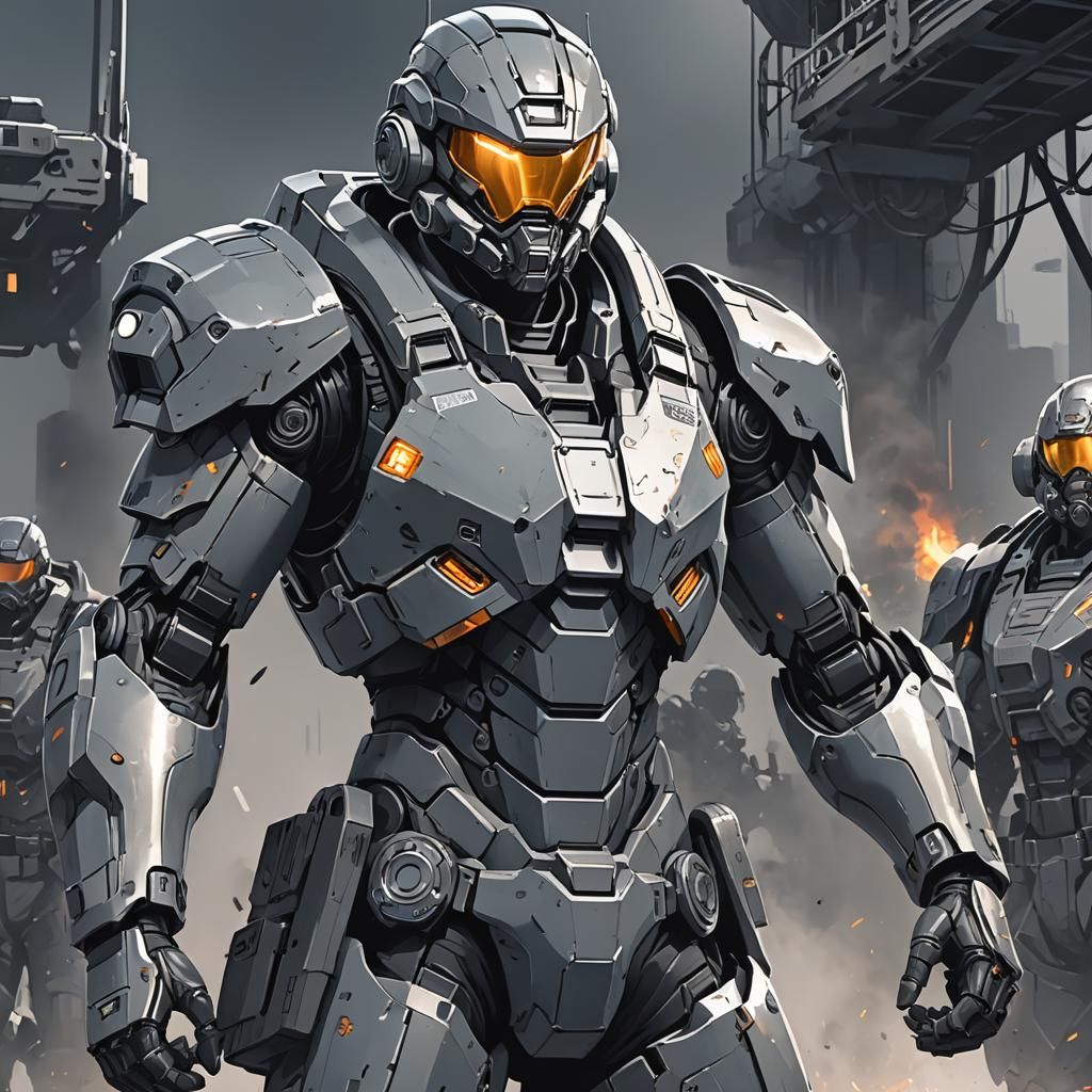 Soldier in Iron Power Gear, Anime Style