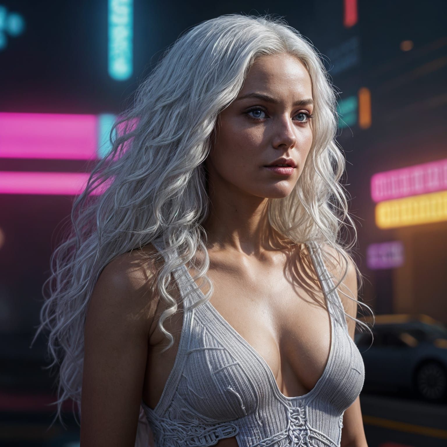 Monochromatic Portrait of a Woman in White