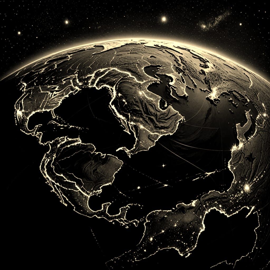 Earth from Space: Hyperdetailed Charcoal Drawing