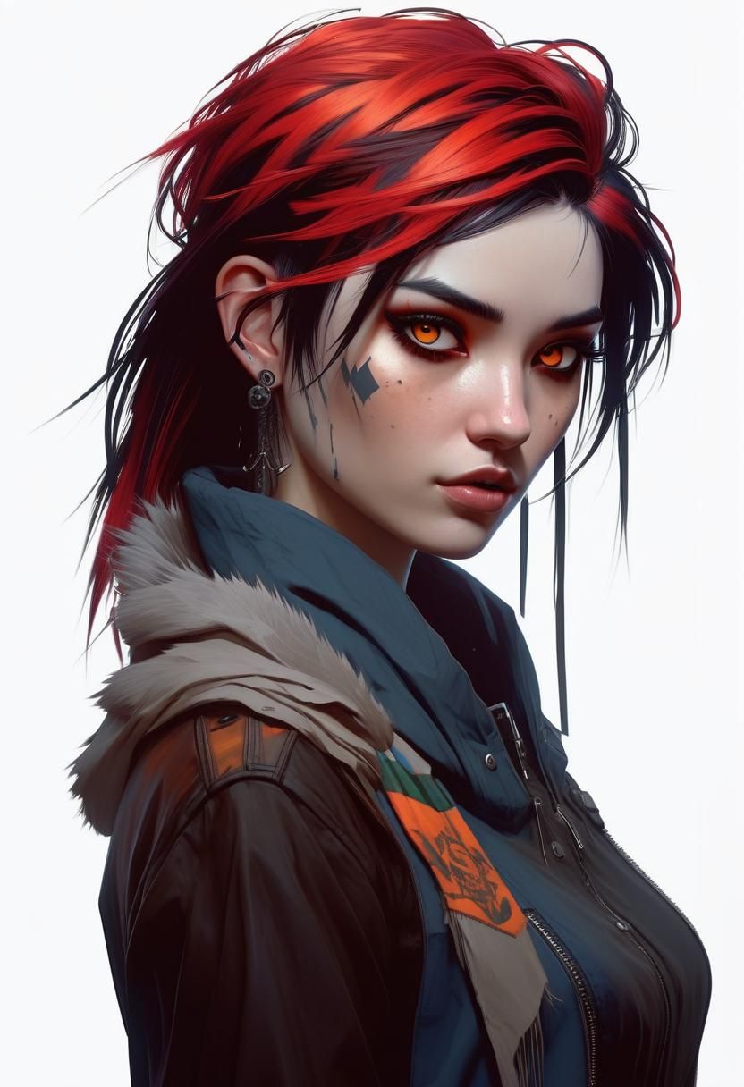 Emo Girl Portrait with Illuminated Eyes in Digital Art