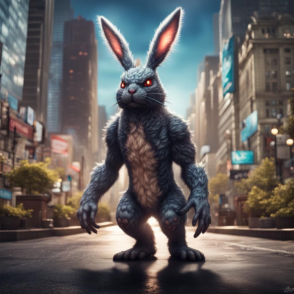Epic Kaiju Bunny Pokemon in Cinematic Style