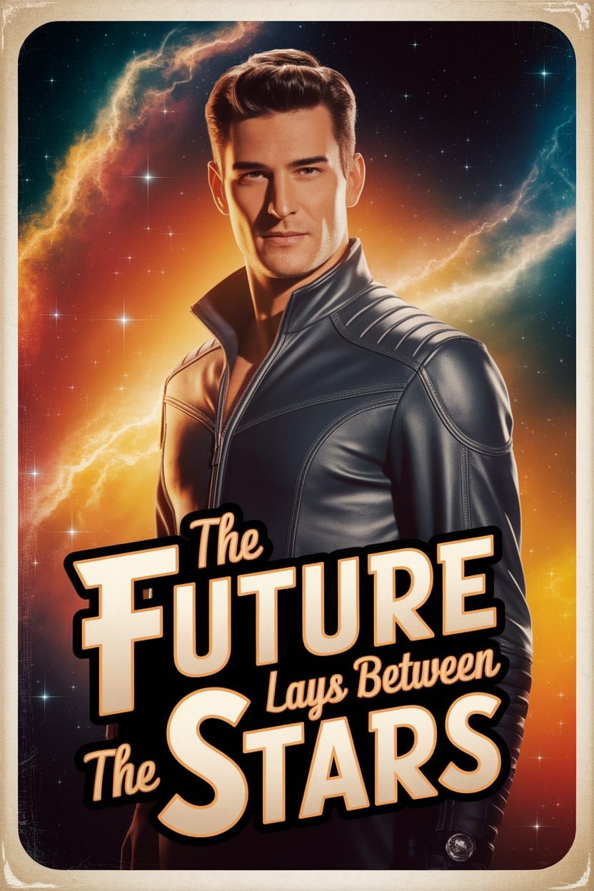 Vintage Sci-Fi Pulp Cover: Man in Futuristic Jumpsuit