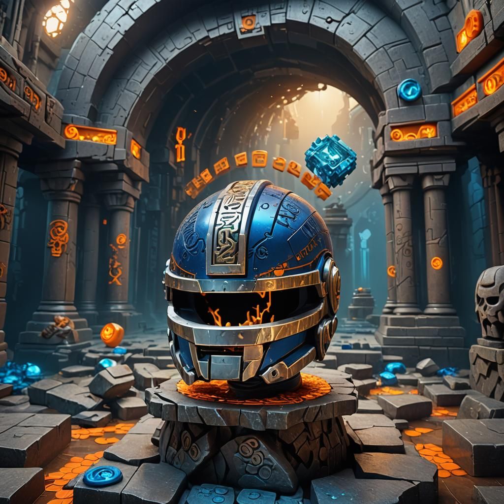 Lego Football Helmet on Stone Pedestal