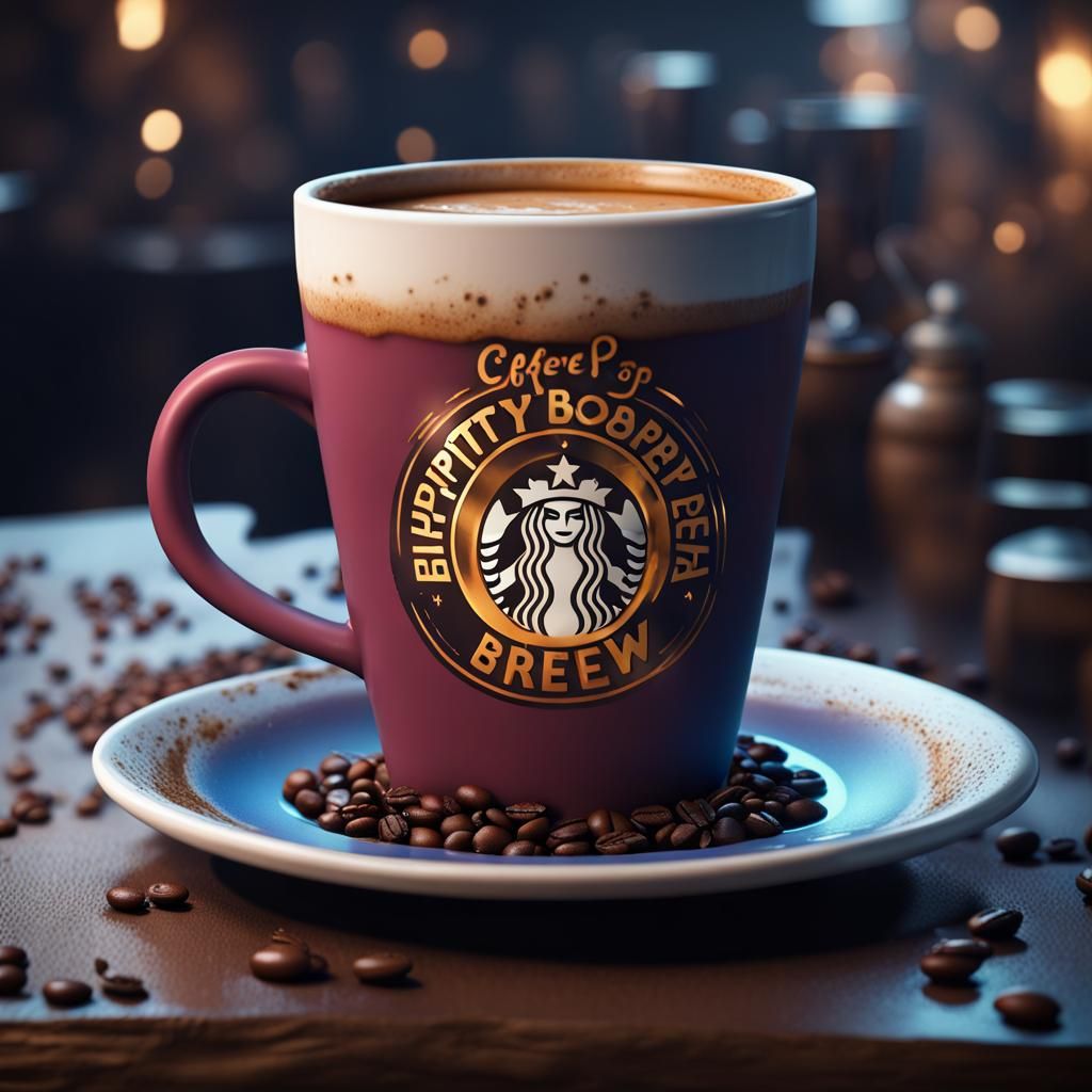 Coffee Cup with 'BippityBoppityBrew' in Detailed Matte Paint...