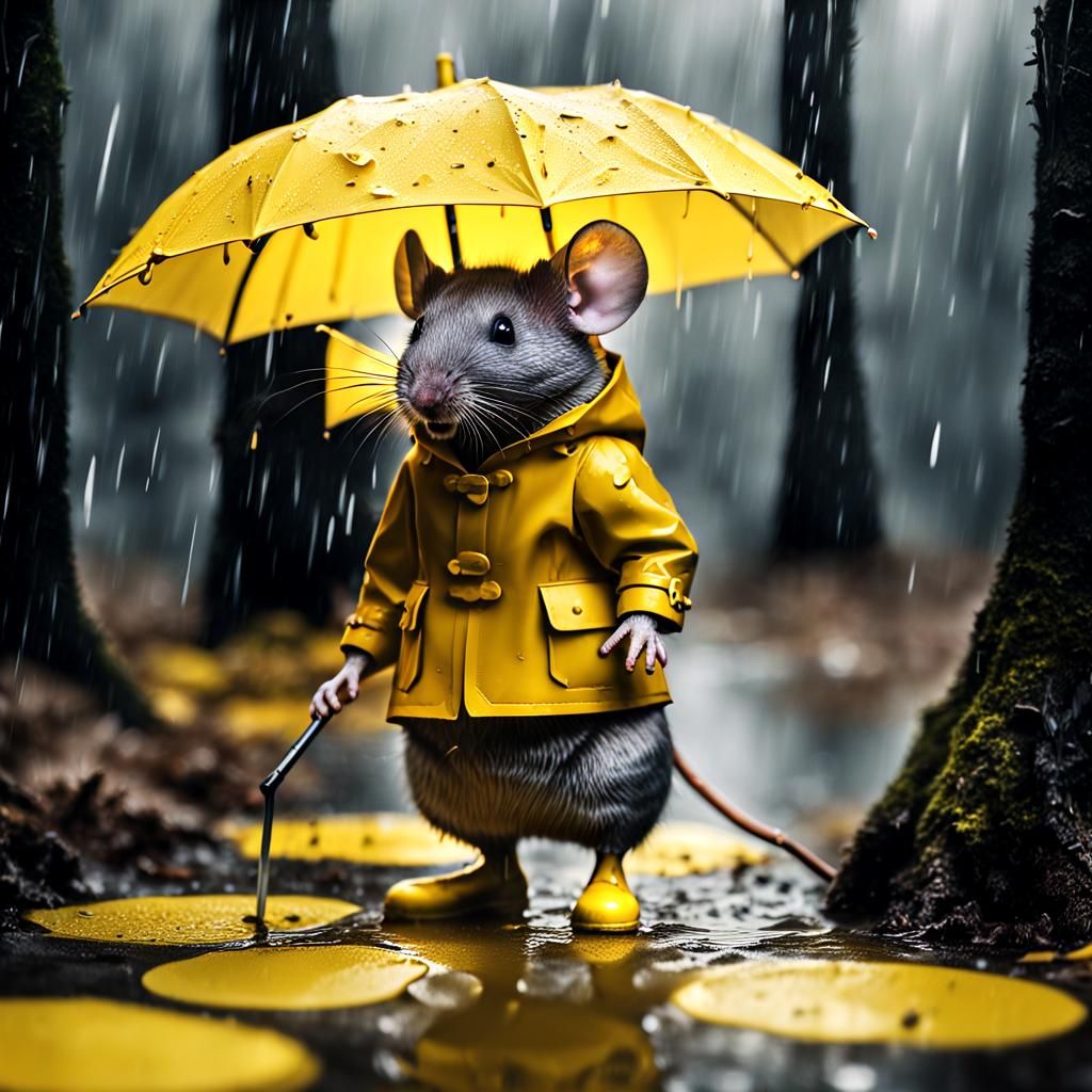 Mouse Brings Sunshine to Rainy Forest Day