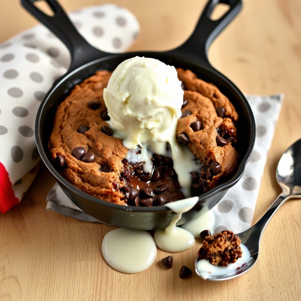 Warm Skillet Chocolate Chip Cookie in a Crispy Crust
