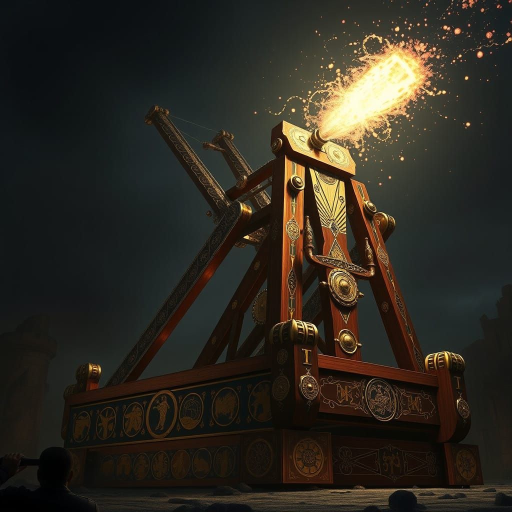 Colossal Siege Engine with Celestial Motifs and Holy Energy