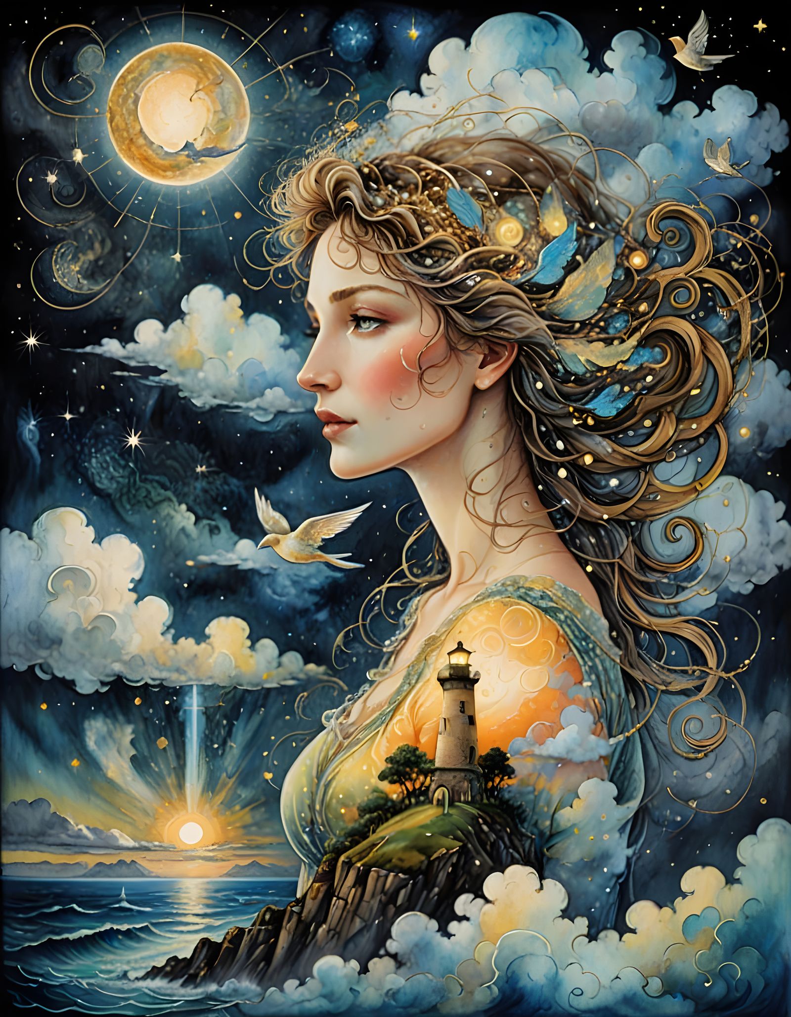 Woman and the lighthouse