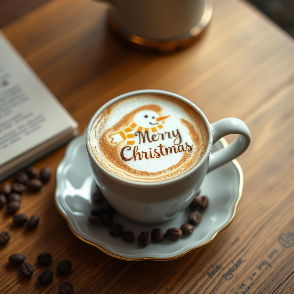Christmas Latte with Snowman Foam Art