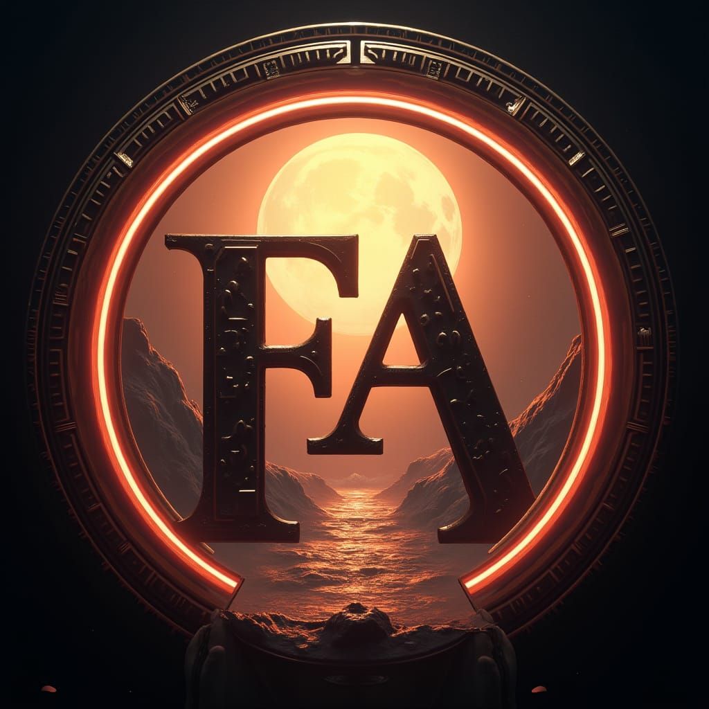 Dramatic Circular FA Logo in Digital Matte Painting