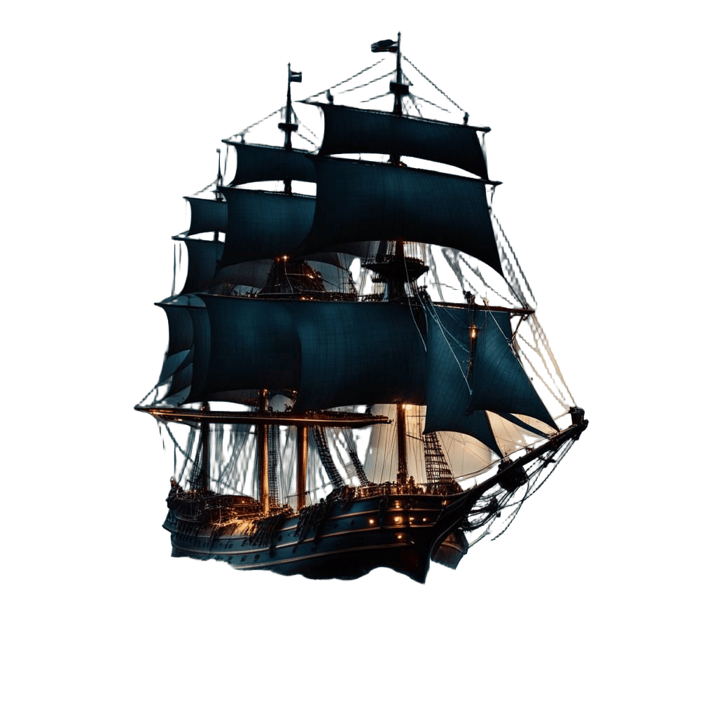 Stormy Night Galleon Sailing: Cinematic Film Still