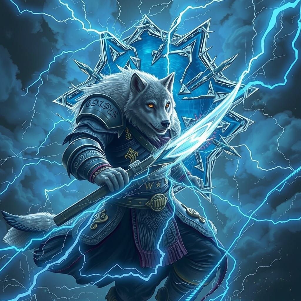 Cyberpunk Warrior Unleashes Magical Fury