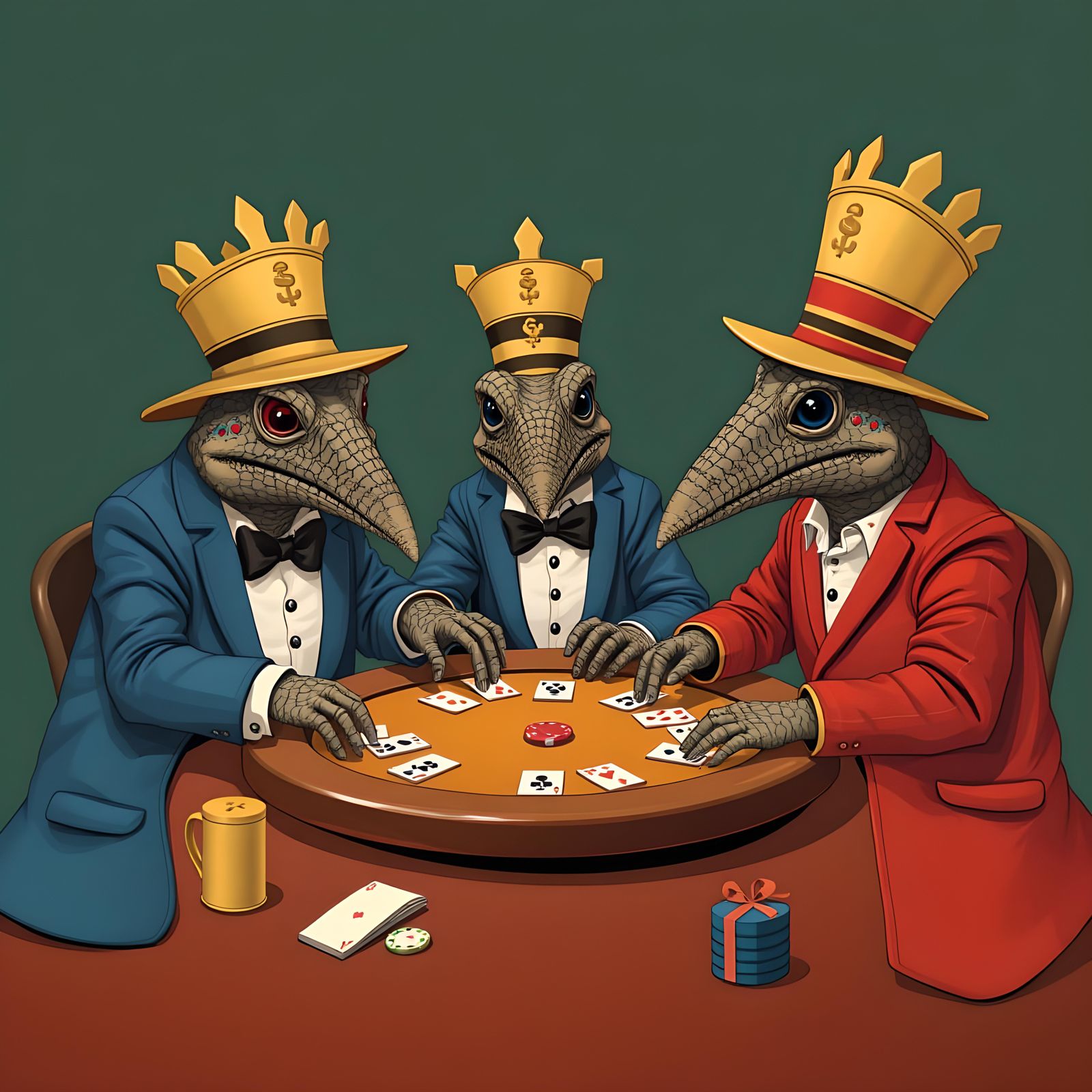 Armadillos Playing Poker in Digital Art