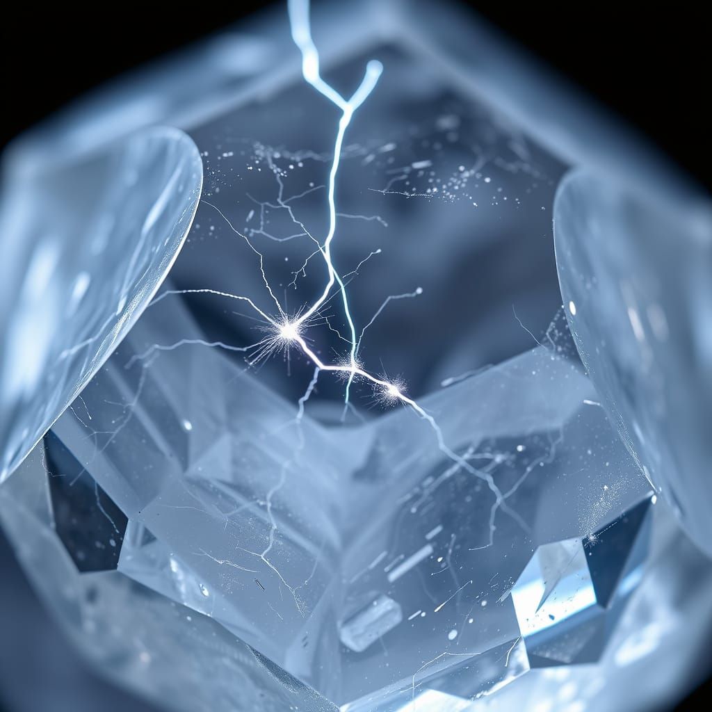Quartz Crystal Macro Photo with Electrical Arcs