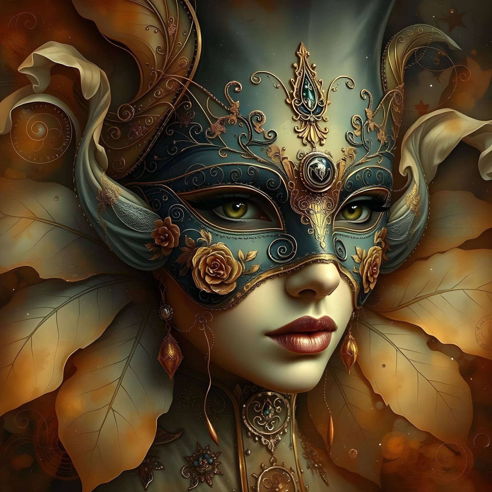 Steampunk Beauty in Post-Impressionist Acrylics