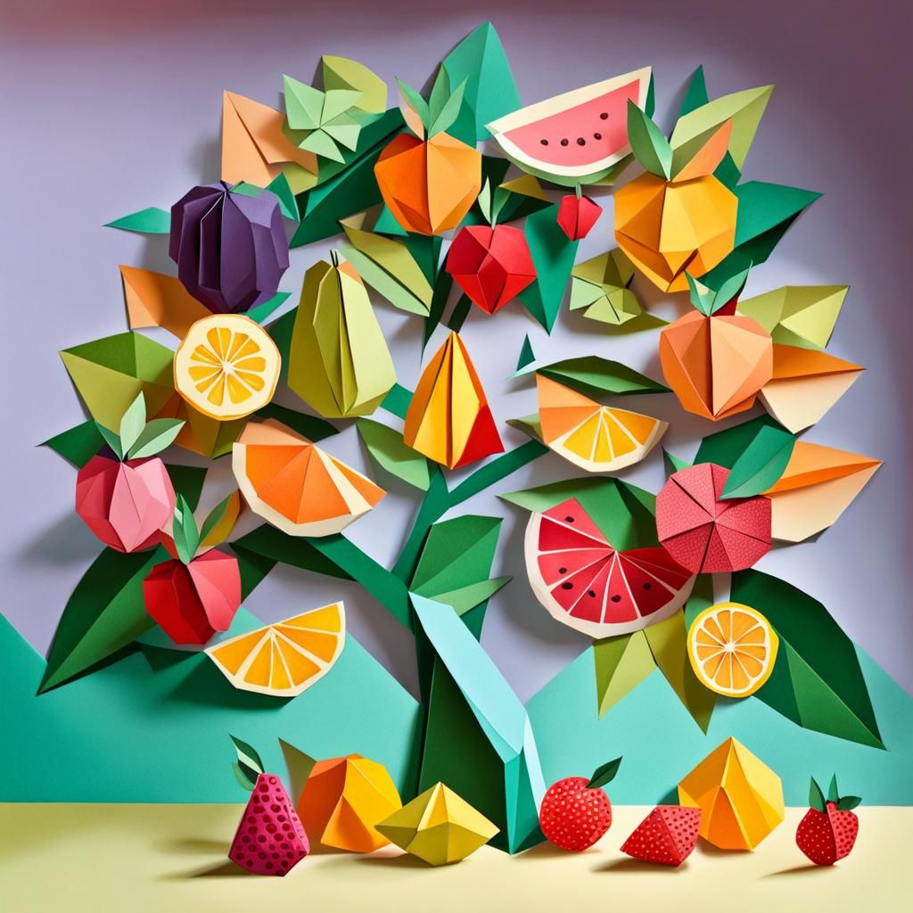 Whimsical Paper Fruit Tree in Pastel Hues