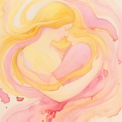 Abstract Swirls of Kindness and Love in Watercolor