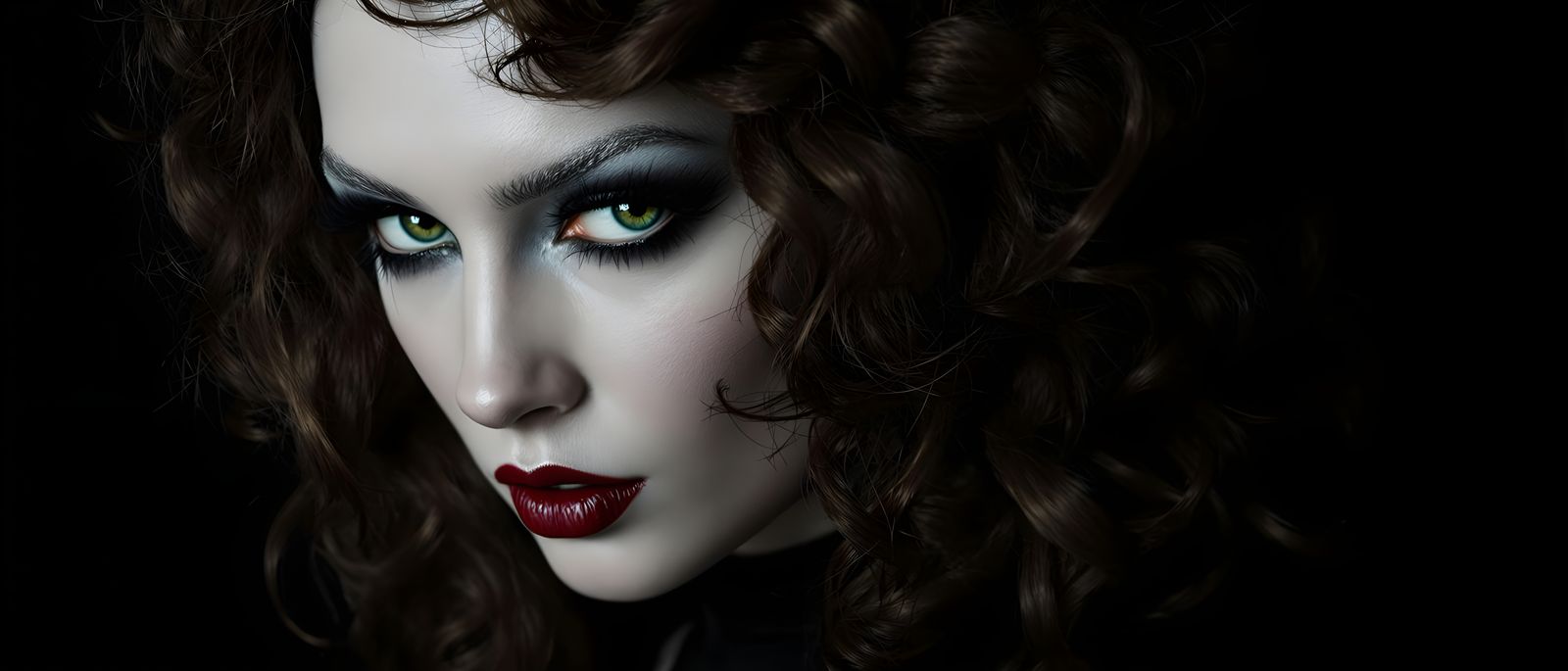 Gothic Goddess Portrait with Dramatic Makeup and Hair