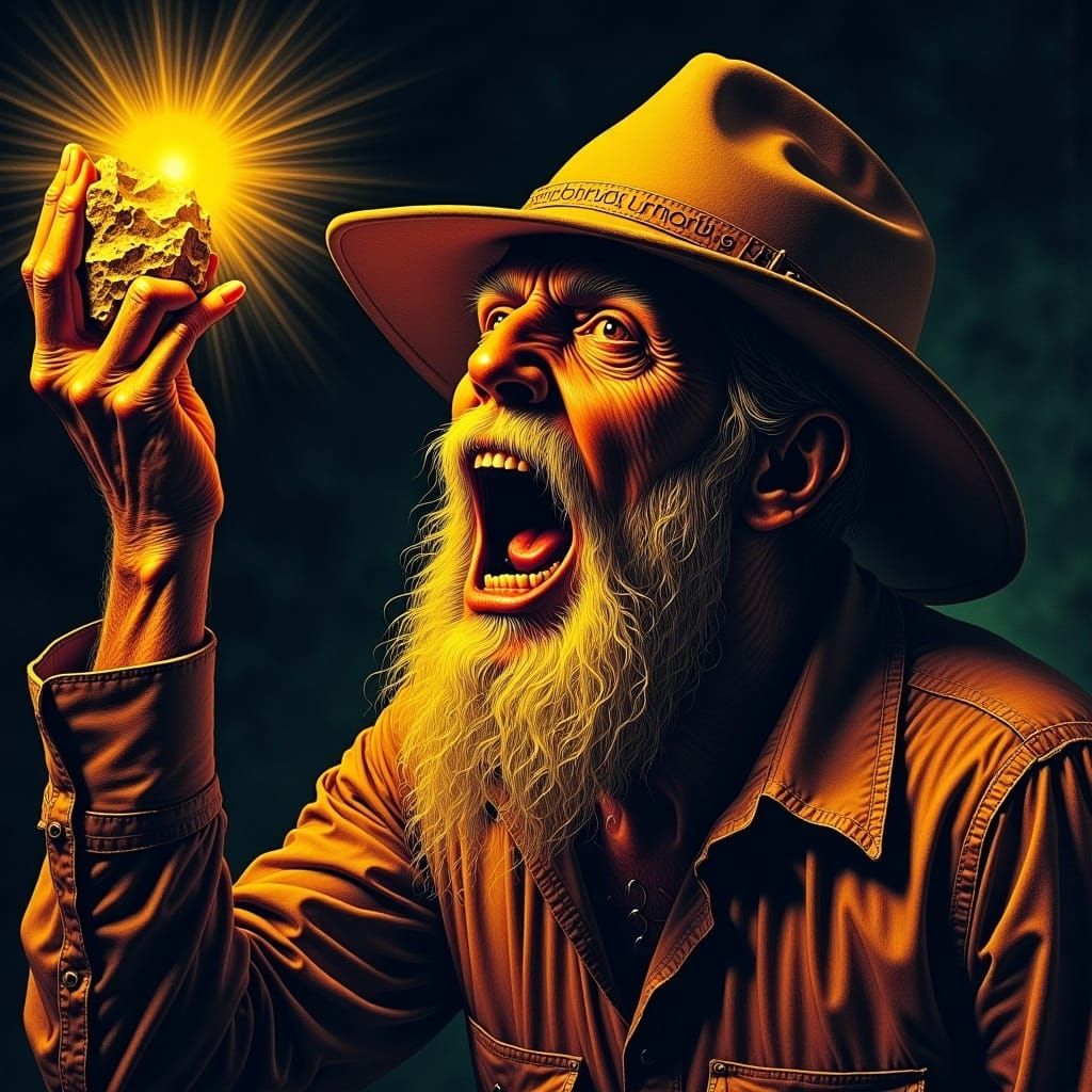 Gold Prospector Album Art in Death Metal Style