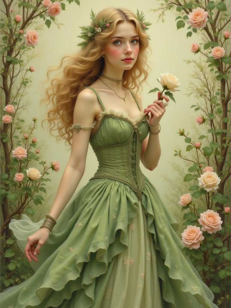 Victorian Fairy in Vintage Storybook Illustration