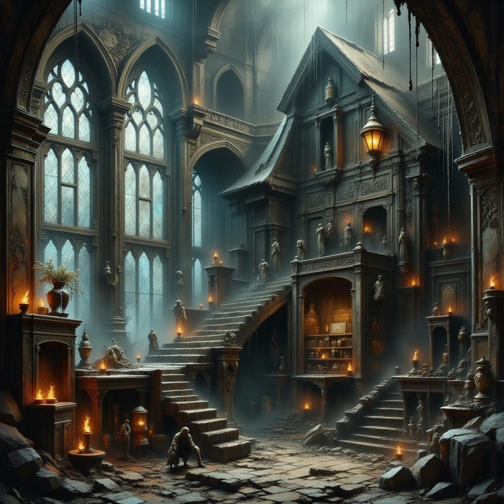 Dilapidated Museum of Antiquities in Fantasy Realism