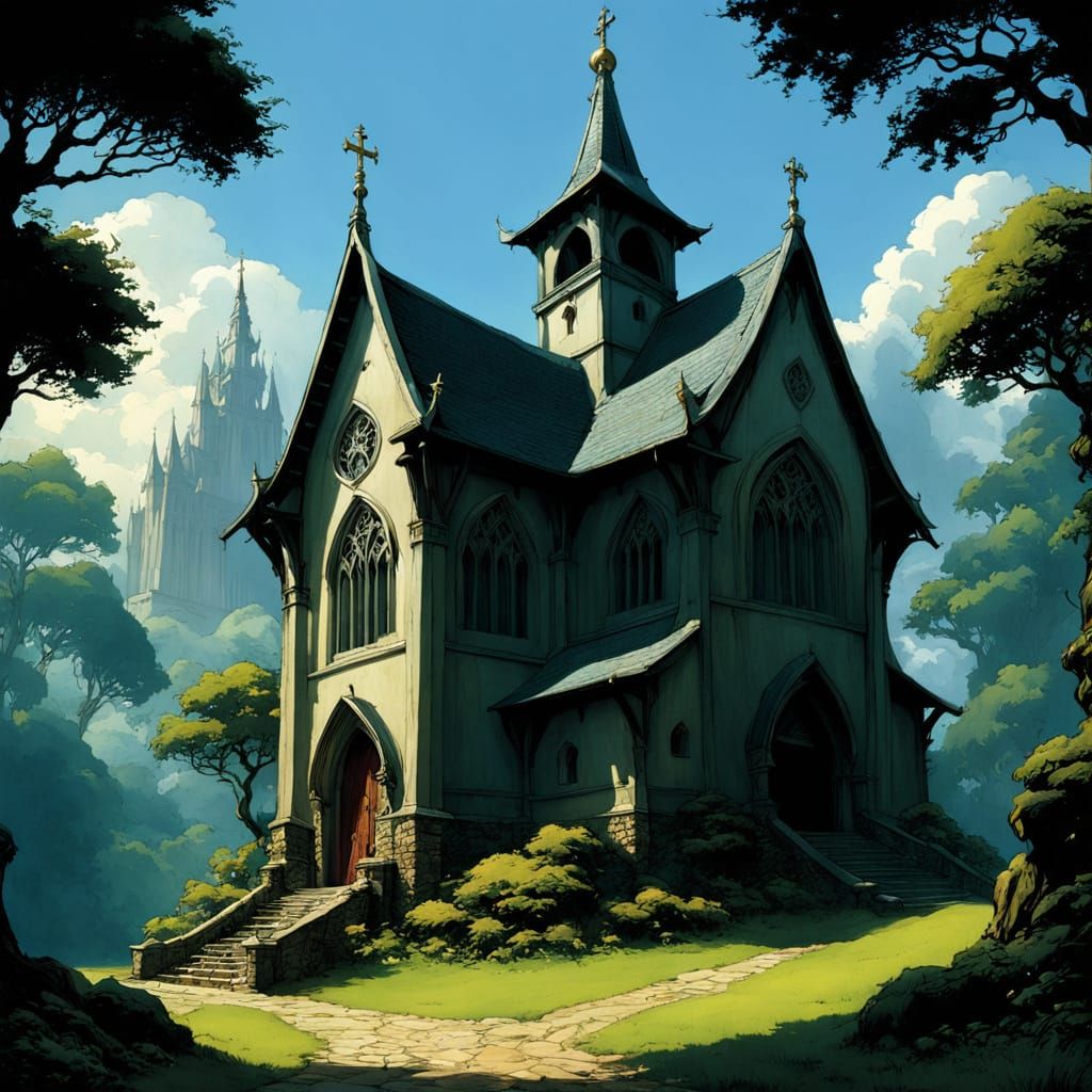 Fantasy Chapel in Chiaroscuro Style