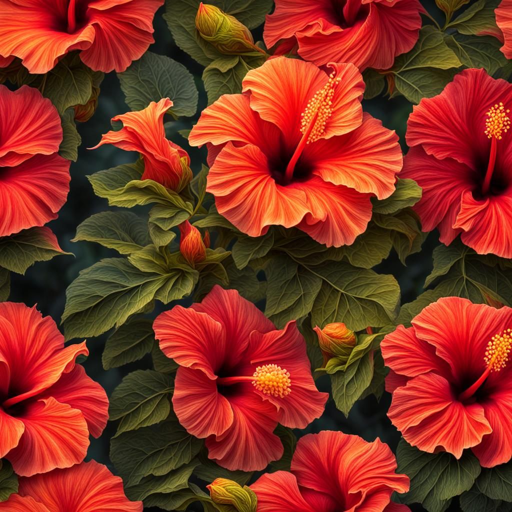 Sunlit Hibiscus Flower in Hyperrealistic Detail