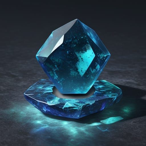 Luminous Gemstone Concept Art in Sapphire Blue and Emerald G...