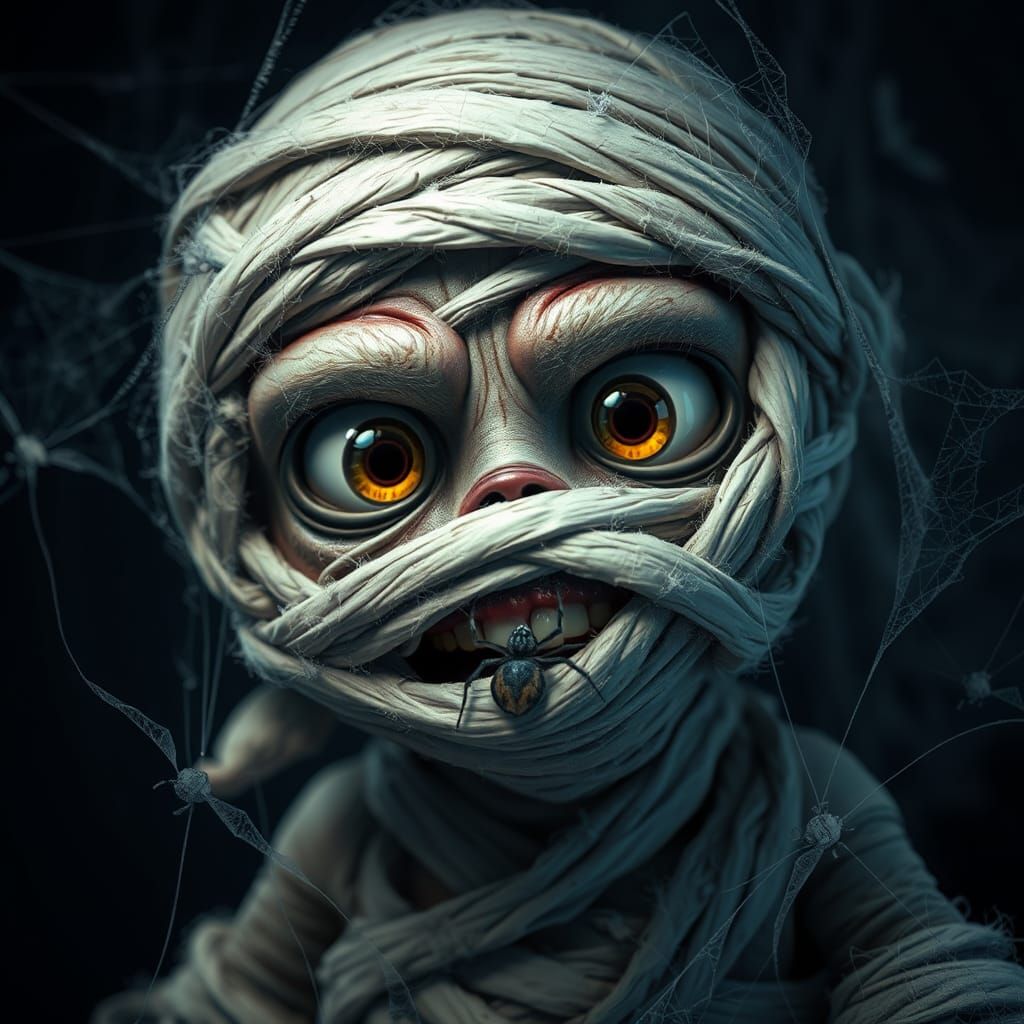 Mischievous Mummy Close-Up in 3D Anime Style