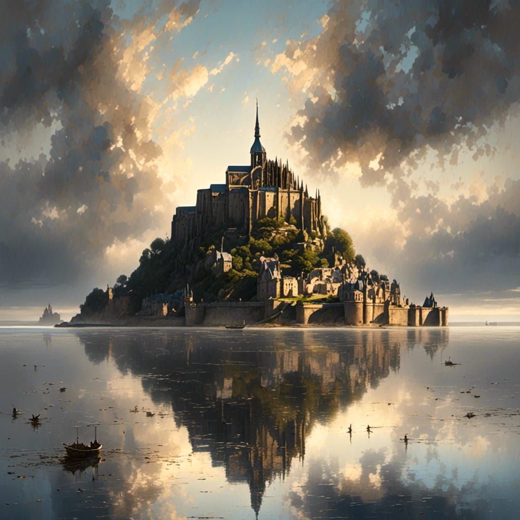Mont-Saint-Michel Abbey in Dramatic Light