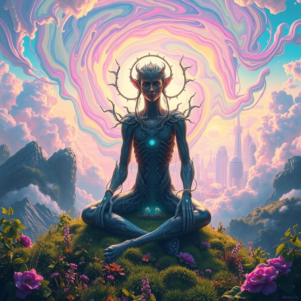 Radiant Being in Fantasy Landscape Art