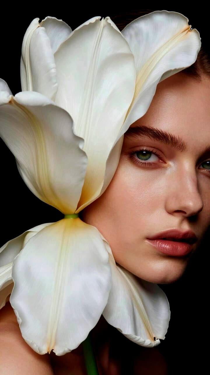 Elegant Silk Flower Meets Supermodel Face