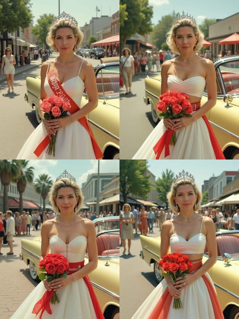 1950s Beauty Queen with Classic Car in Americana Style