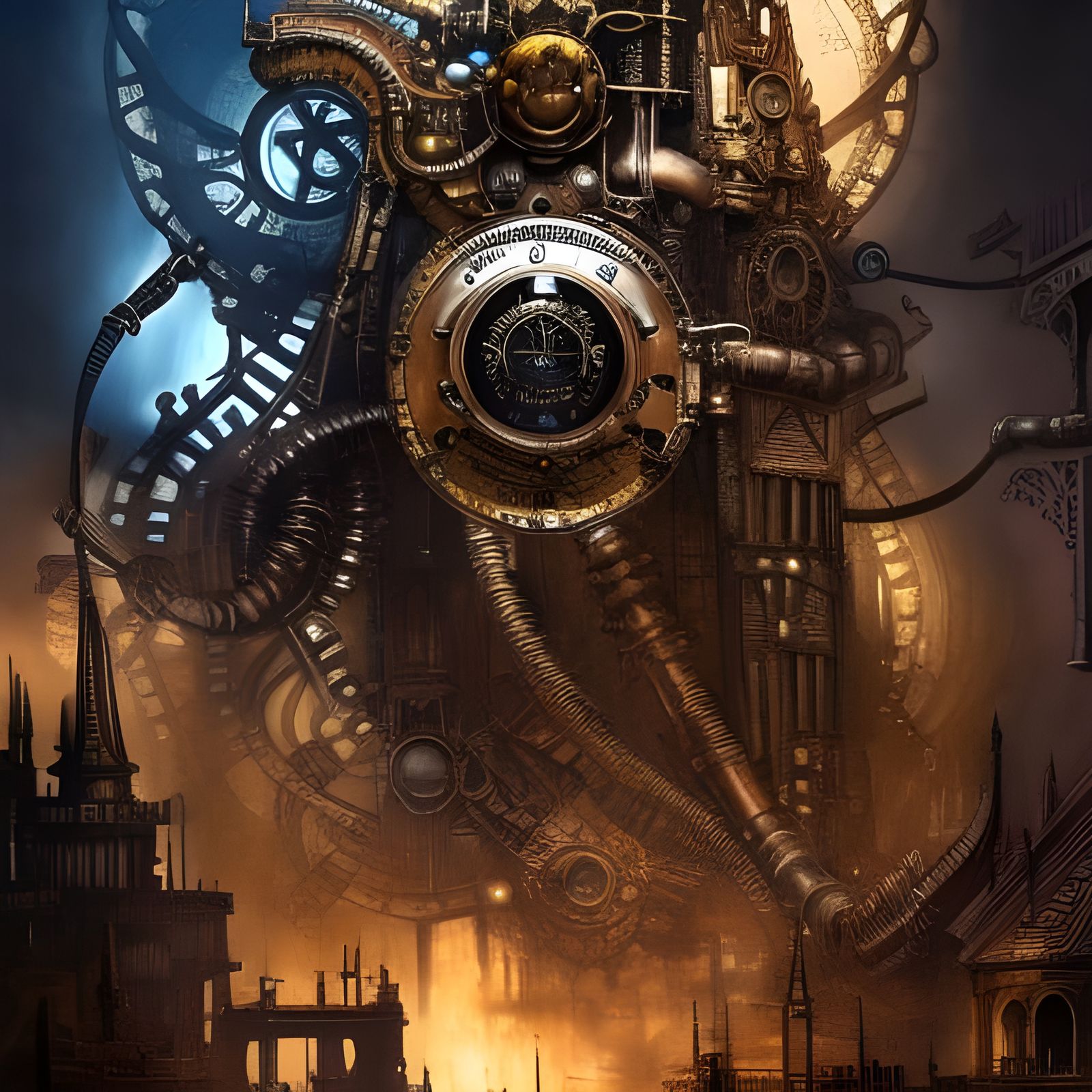 Steampunk Robot Dragon in Victorian London