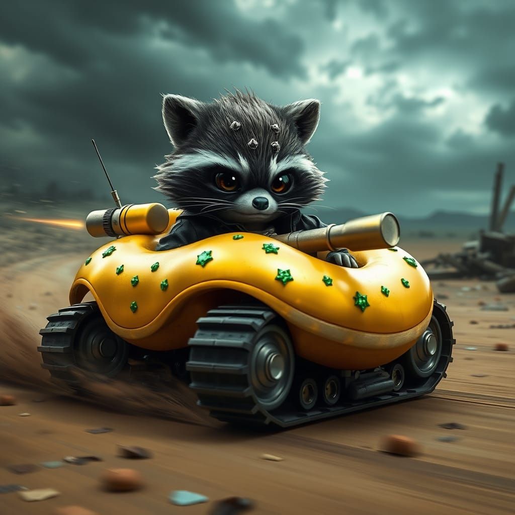 Furry Alien Races Donut Tank in Wasteland