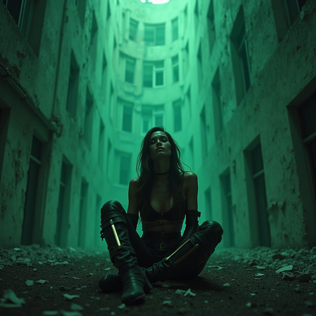 Cyberpunk Apocalypse: A Gritty, High-Contrast Scene