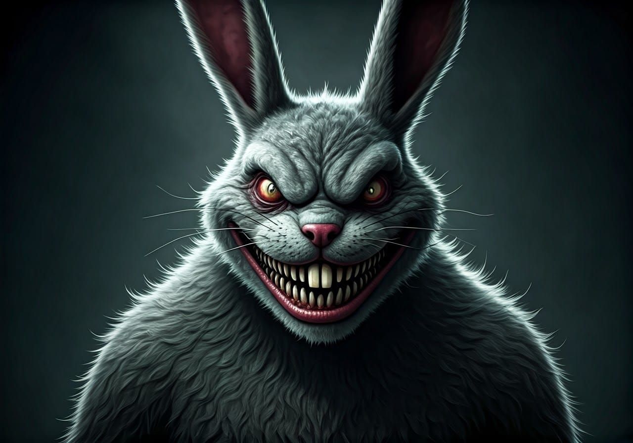 Grotesque Bunny Incarnation in Dark Biomechanical Style