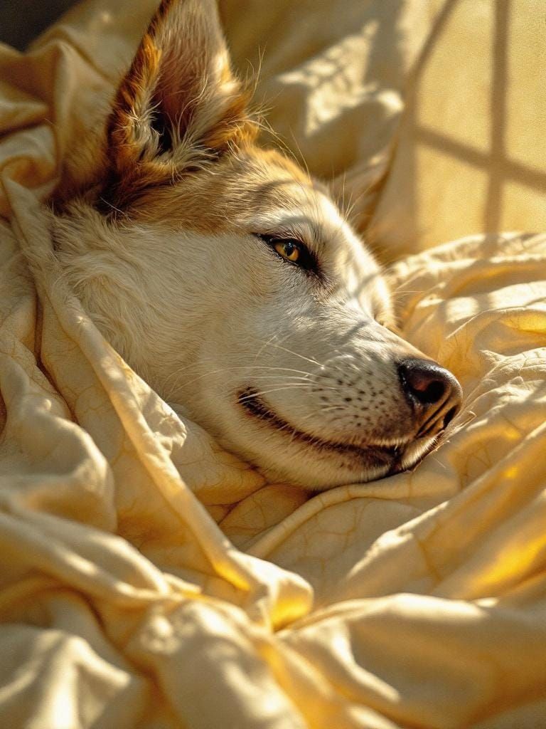 Dog in Sun: Soft-Focus Playboy Aesthetic