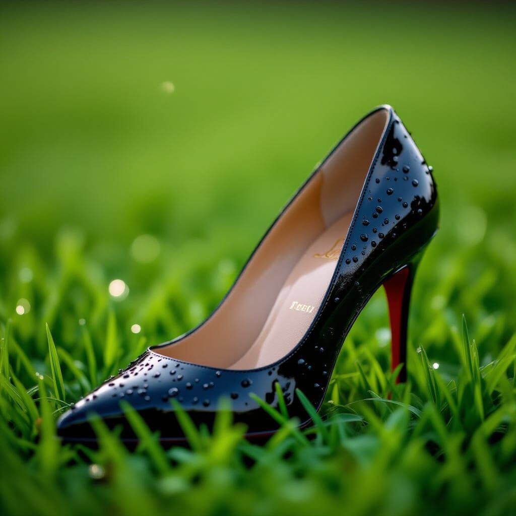 Worn Stiletto on Grass in Professional Photography Style