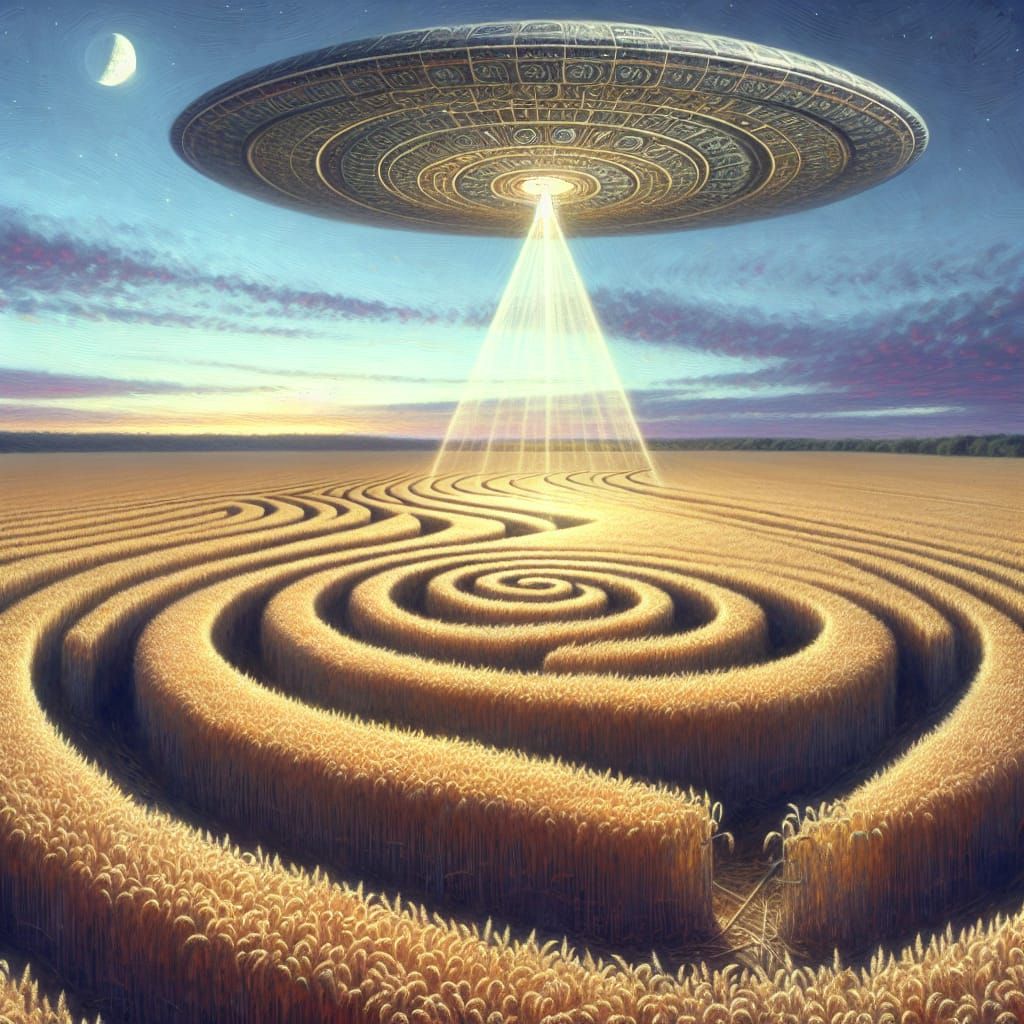 Surreal Crop Circles Created by Alien Spacecraft: Oil Painti...