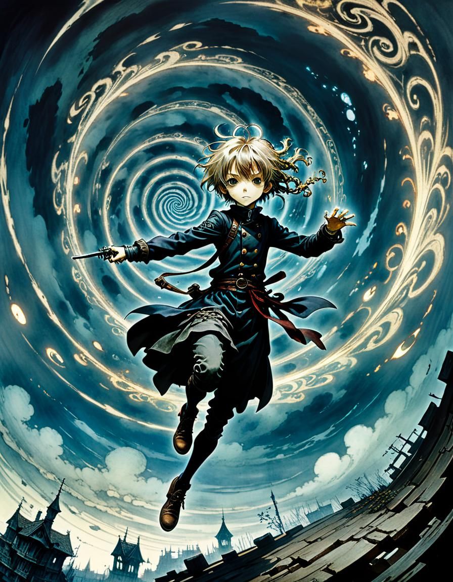 Anime Gravity Defying Death Spiral, Fantasia Art