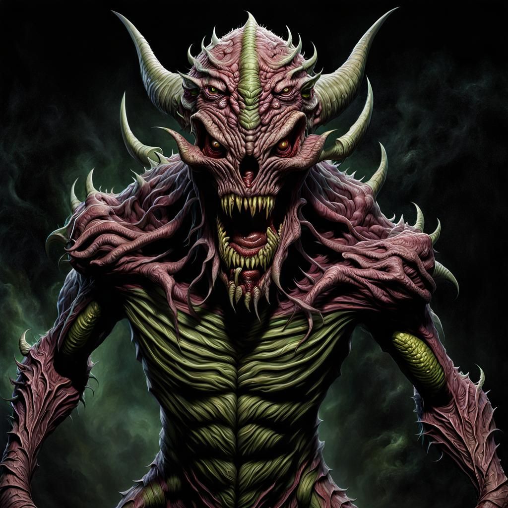 Horrific Multi-Mouthed Mutant Creature Illustration