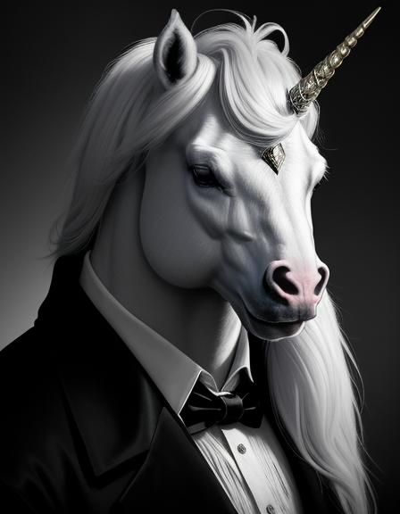 Unicorn Gentleman Portrait in Rembrandt Style
