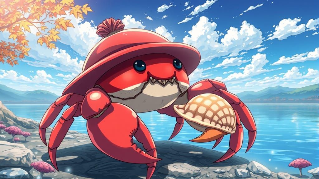 Crab Visits Scallop Friend: Anime Style Image