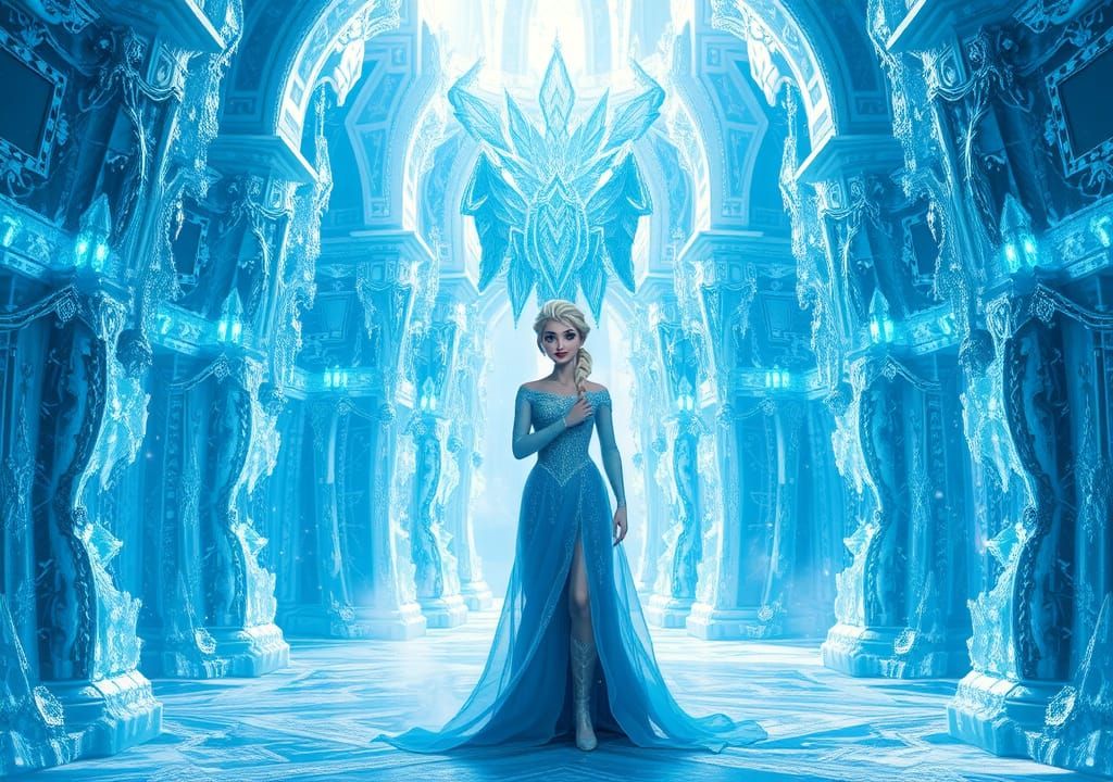 Queen Elsa's Ice Castle: Digital Art