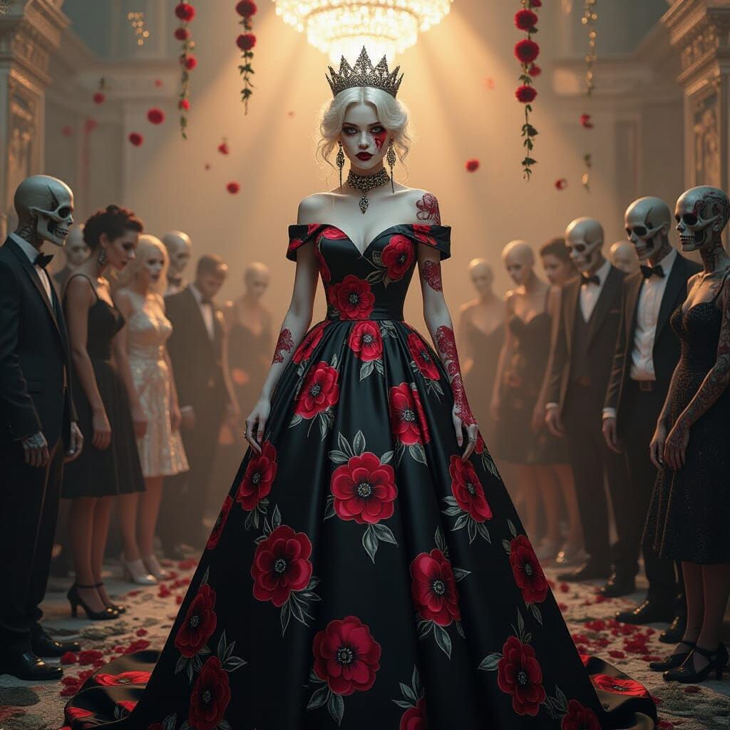 Zombie Prom Queen in Gothic Art Deco Style