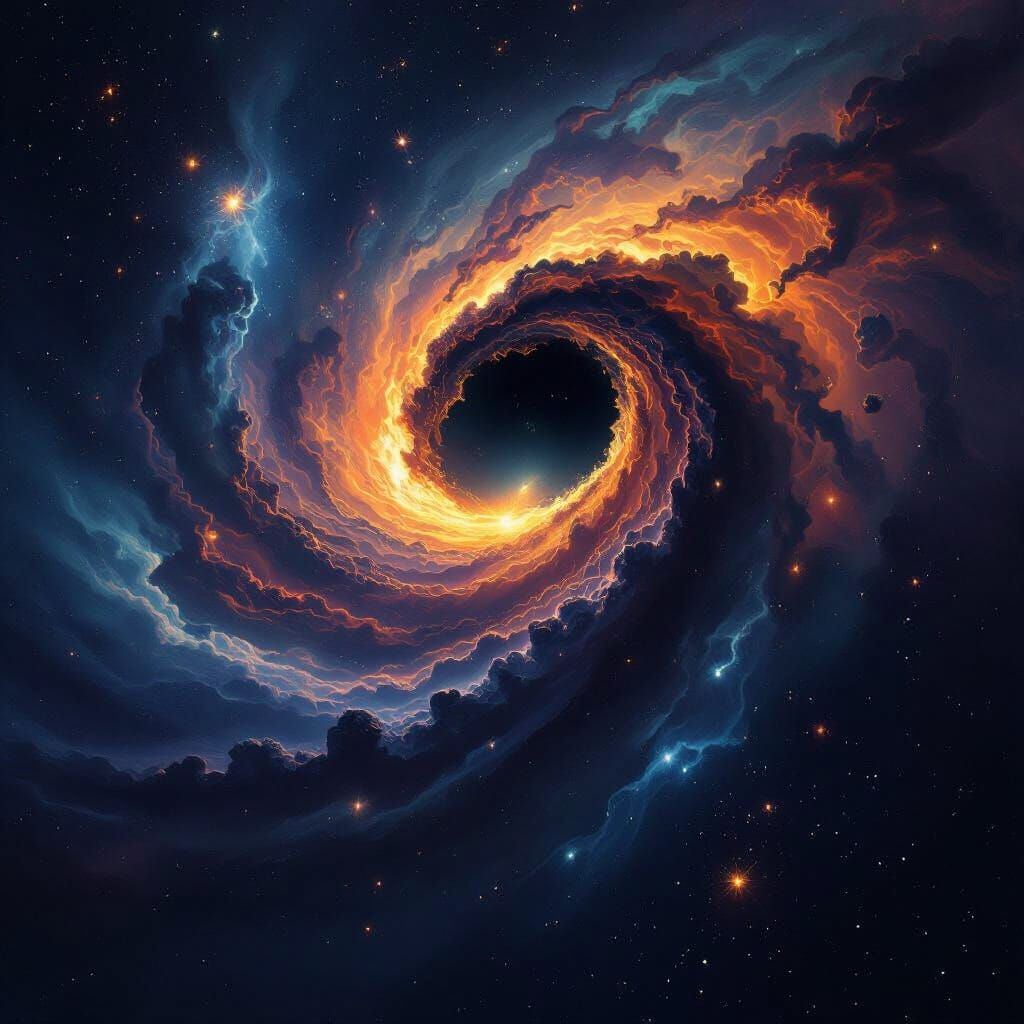 Surreal Cosmic Black Hole Consuming Stars