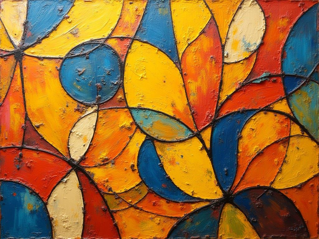 Kaleidoscopic Geometric Abstraction in Yellow, Blue, and Red
